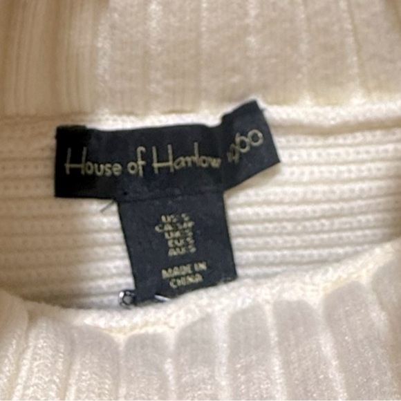 NWT House of Harlow 1960 size small cream ivory knit turtleneck cropped sweater - Picture 2 of 5